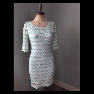 Auditions Fashion Mint Green 3/4 sleeve fitted mini dress
